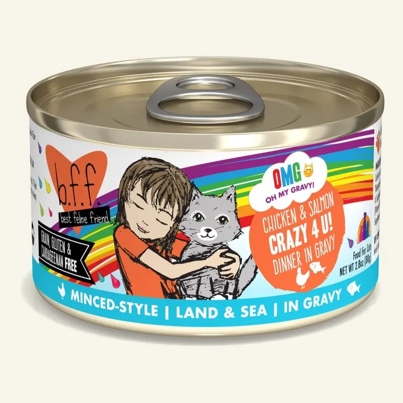 BFF OMG Wet Cat Food - Chicken & Salmon Crazy 4 U! - 2.8oz Can
