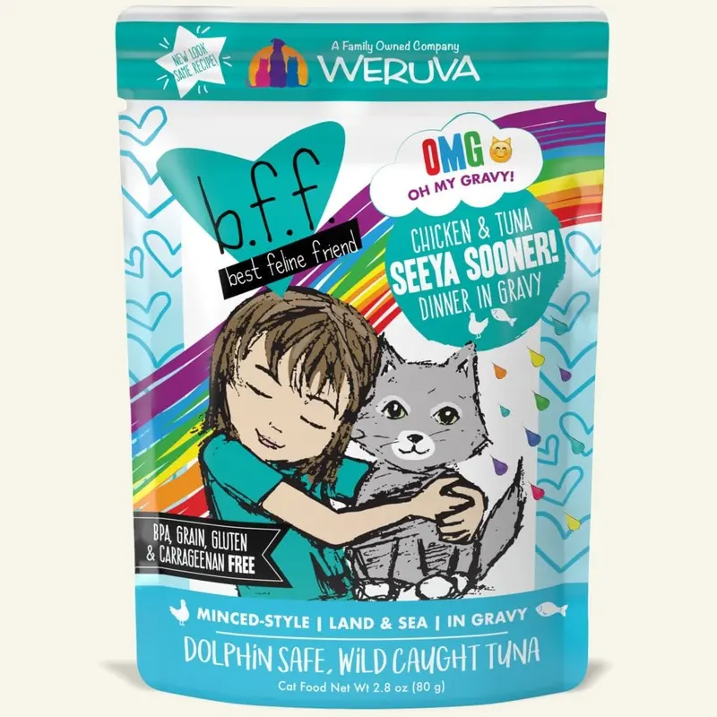 BFF OMG Wet Cat Food - Chicken & Tuna Seeya Sooner! - 2.8oz Pouch