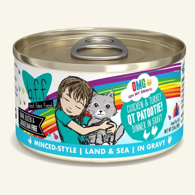 BFF OMG Wet Cat Food - Chicken & Turkey QT Patootie! - 2.8oz Can
