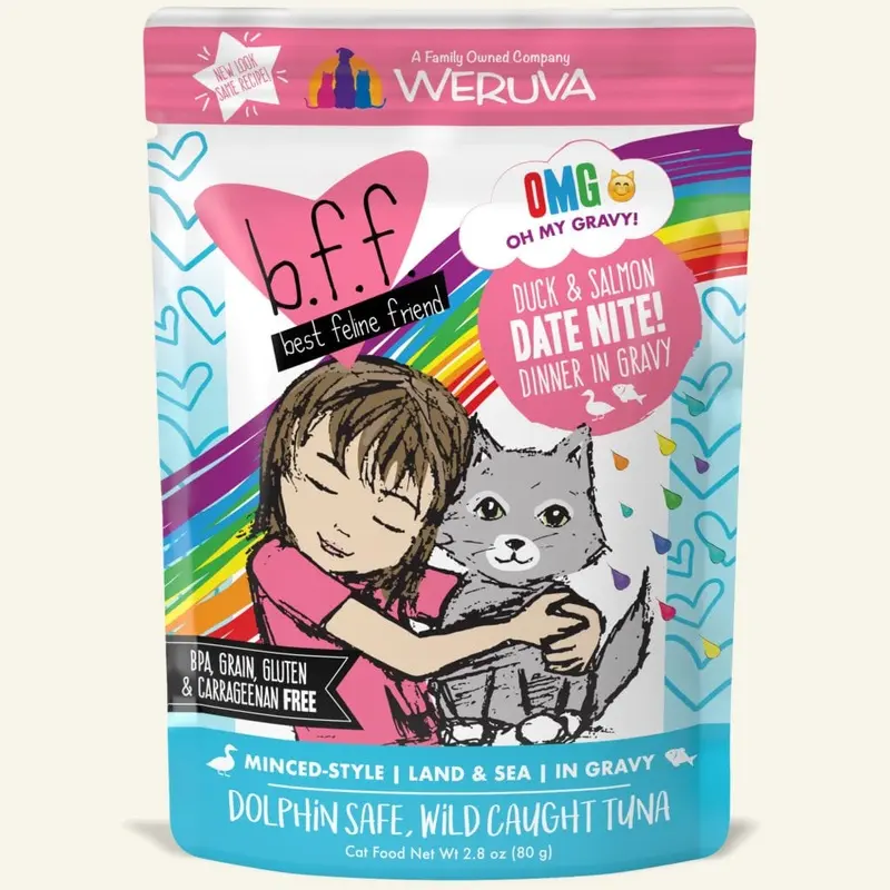 BFF OMG Wet Cat Food - Duck & Salmon Date Nite! - 2.8oz Pouch