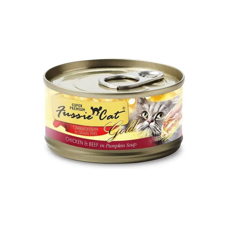 Fussie Cat Super Premium Wet Cat Food - Chicken & Beef in Pumpkin Soup - 2.8oz Can