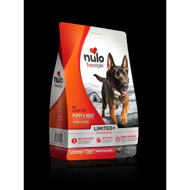 Nulo FreeStyle Puppy/Dog Limited+ Grain Free Dry Dog Food - Turkey, 4lb Bag