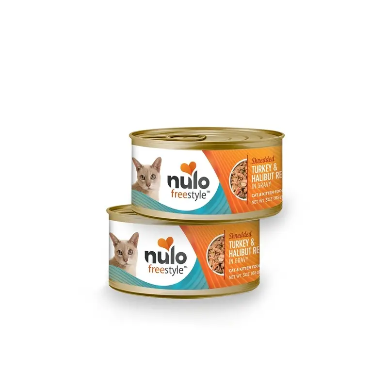 Nulo FreeStyle Shredded Wet Cat Food - Turkey & Halibut Recipe in Gravy, 3oz Can