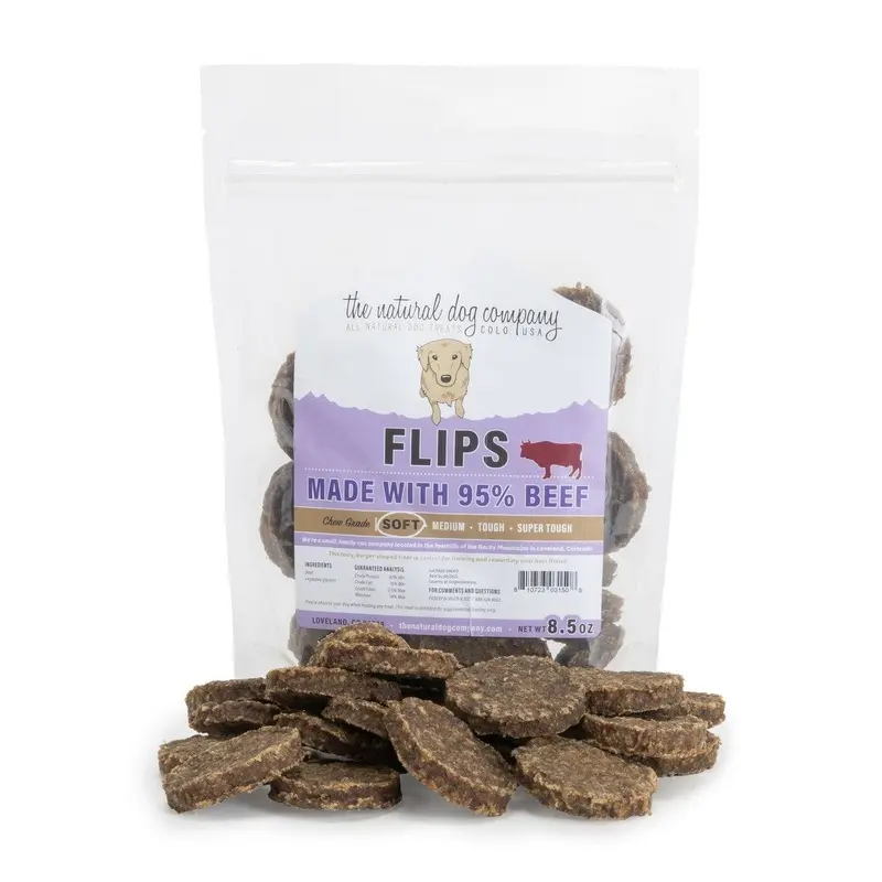 The Natural Dog Company Beef Flips Dog Treats 8.5OZ