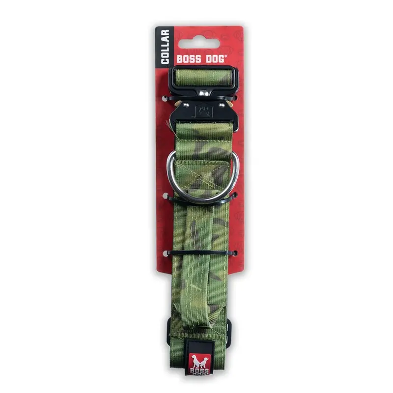 Boss Dog Collar Camo Green 1.2" Small