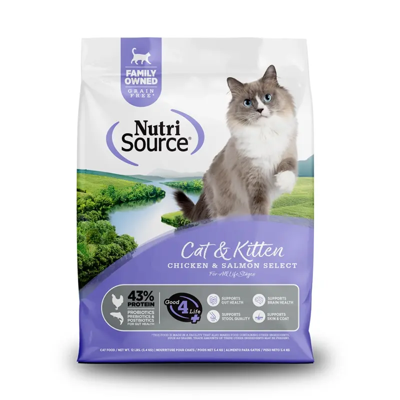 NutriSource Select  Grain Free Cat & Kitten Dry Food - Chicken & Salmon - 4lb Bag