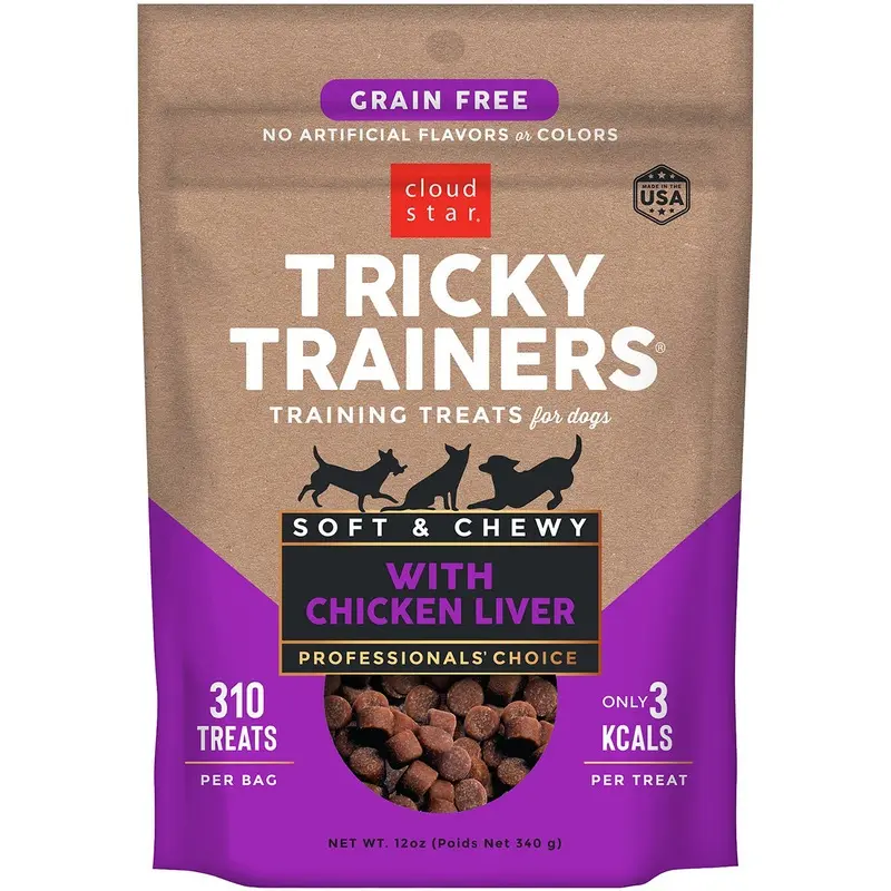 Cloud Star Tricky Trainers Chewy Grain Free Liver Formula Dog Treats 12oz