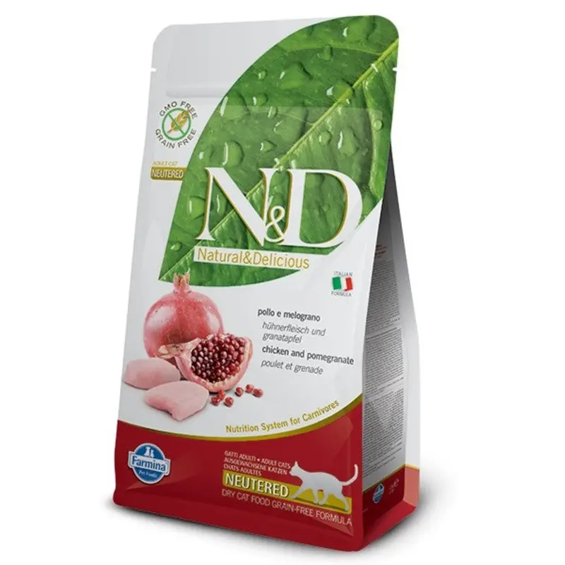 Farmina N&D Prime Grain-Free Neutered Dry Cat Food - Chicken & Pomegranate - 11lb