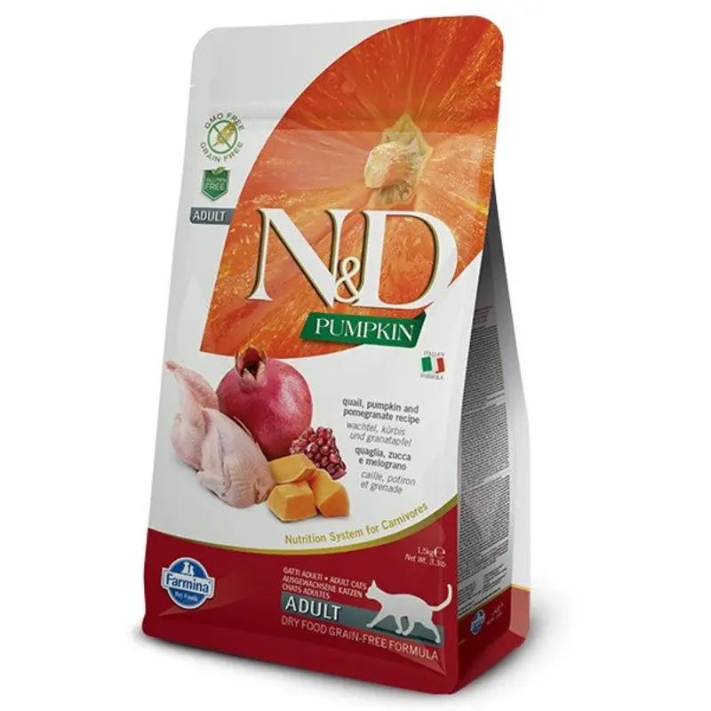 Farmina N&D Pumpkin Grain Free Dry Cat Food - Quail, Pumpkin & Pomegranate - 3.3lb