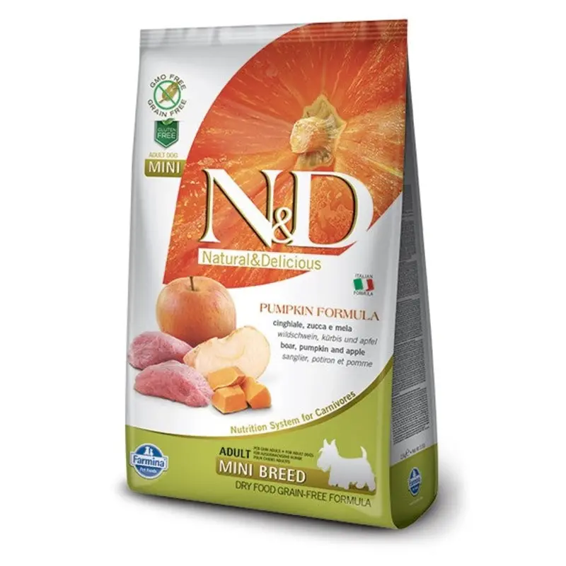 Farmina N&D Pumpkin Grain-Free Dry Dog Food - Boar & Apple, Mini Kibble - 15.4lb