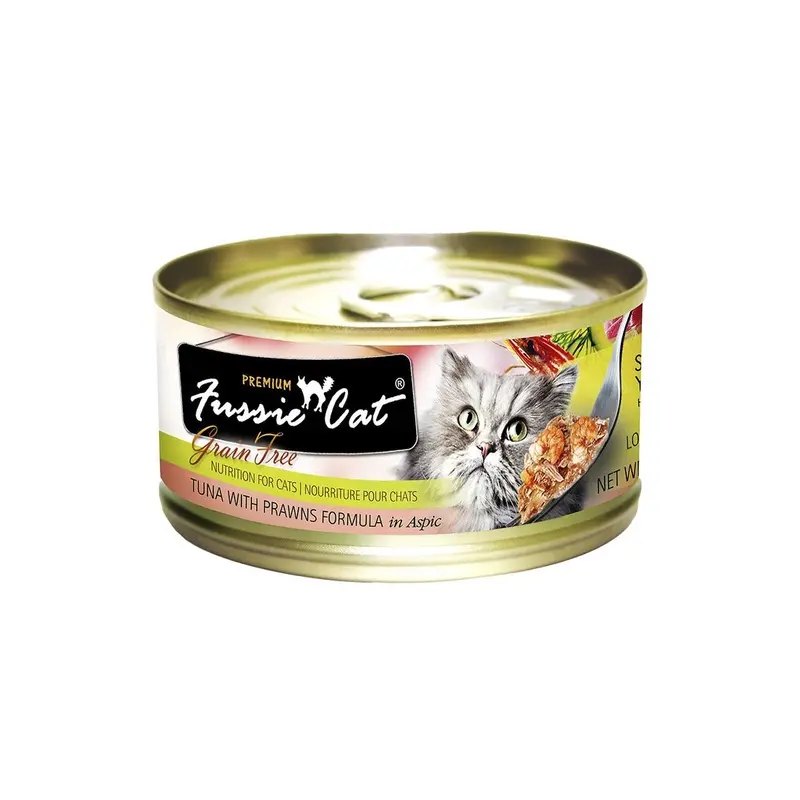 Fussie Cat Premium Wet Cat Food -Tuna & Prawns - 2.8oz Can