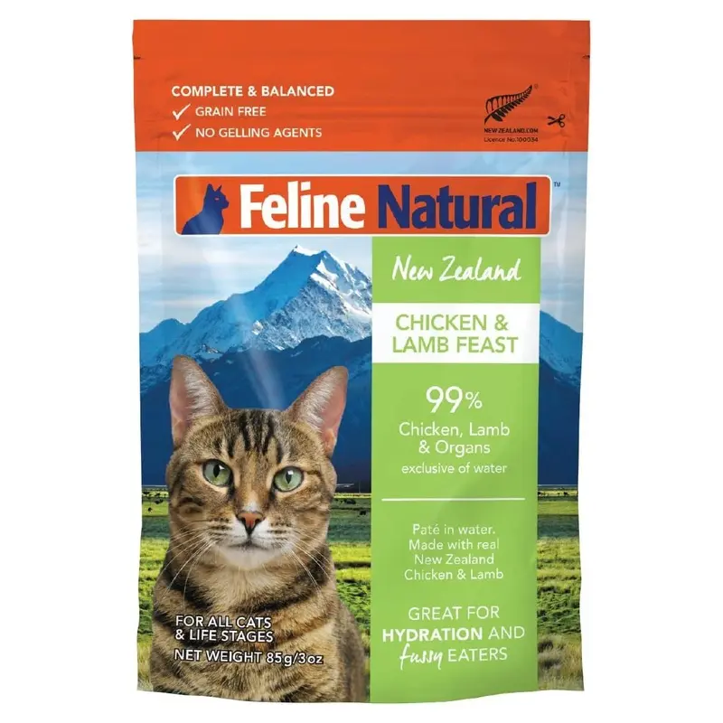 Feline Natural Chicken & Lamb Feast Cat Food Pouch 3oz