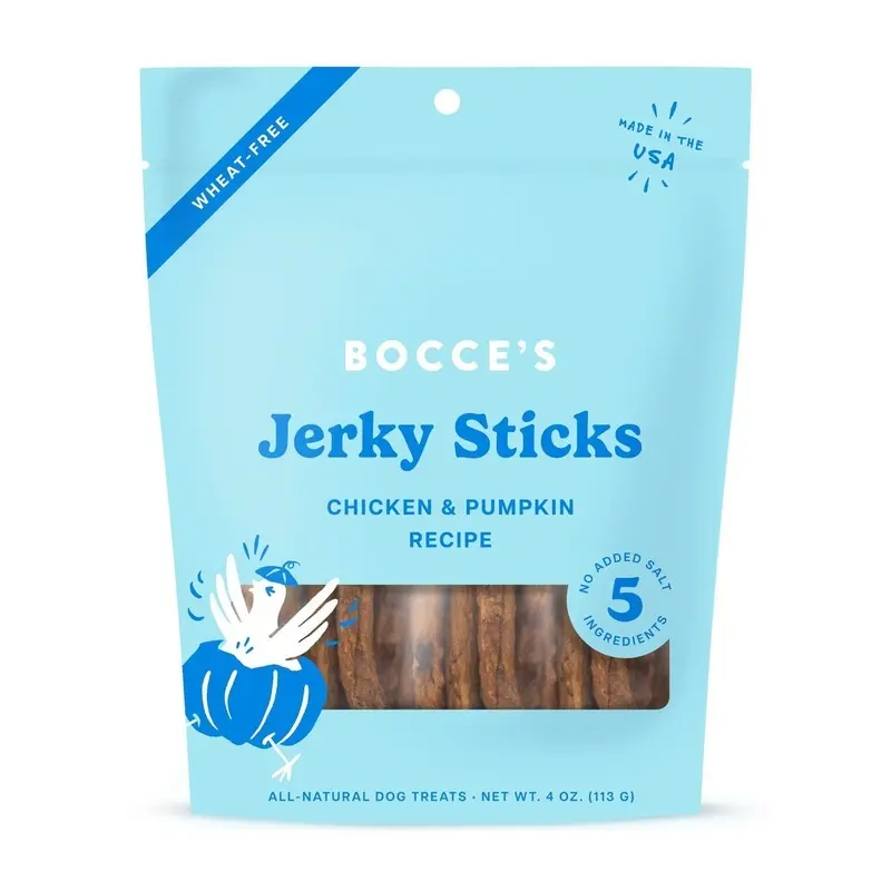 Bocce's Dog Grazers Jerky Sticks, Chicken & Pumpkin, 4 oz