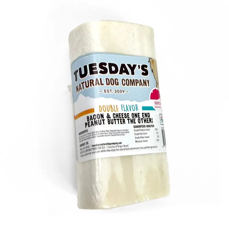 The Natural Dog Company 3" Double Filled Bone Bacon & Cheese / Peanut Butter Dog Treat