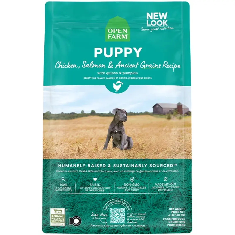 Open Farm Ancient Grains Puppy Dry Dog Food - Chicken, Salmon, & Ancient Grains - 4lb Bag