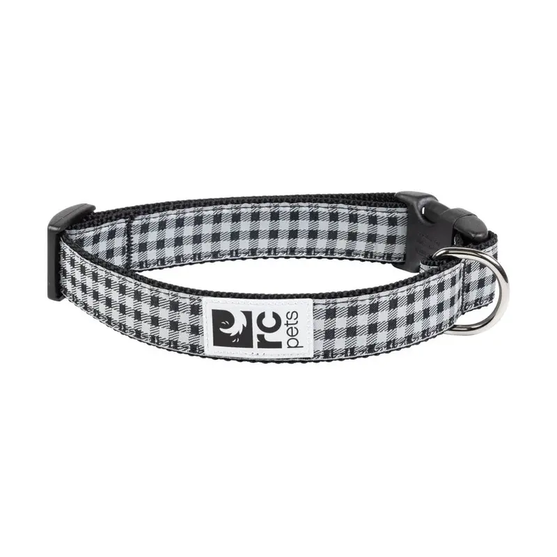 RC Pet Products Clip Dog Collar Small 3/4" Black Gingham