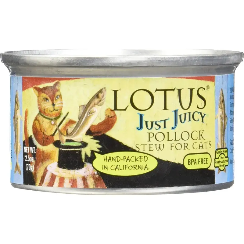Lotus Cat Just Juicy Pollock Stew Wet Cat Food 2.5oz
