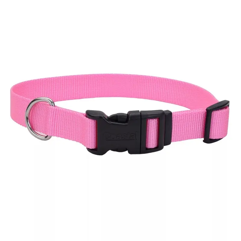 Coastal Adjustable Dog Collar with Plastic Buckle 1" x 18" - 26" Pink Bright