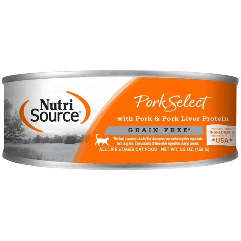 NutriSource Grain Free Select Wet Cat Food - Pork & Prok Liver - 5.5oz Can