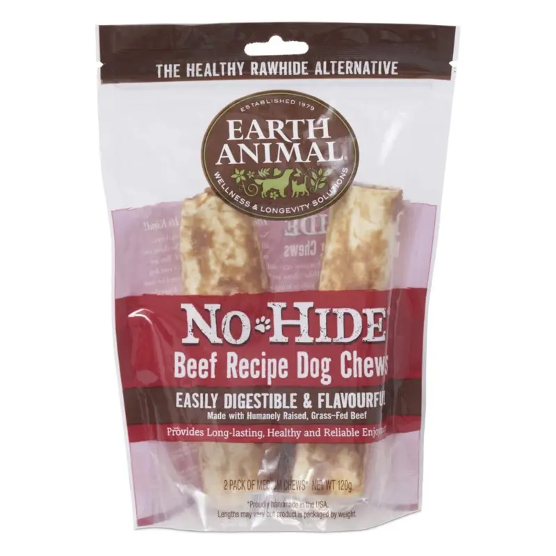 Earth Animal No Hide Beef Chews Dog Treats 11" 2pk