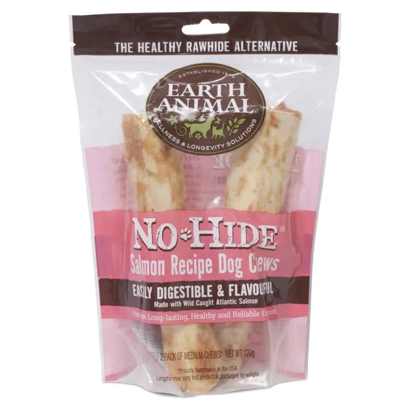 Earth Animal No Hide Salmon Chews Dog Treats 11" 2pk