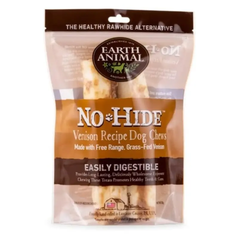 Earth Animal No Hide Venison Chews Dog Treats 11" 2pk