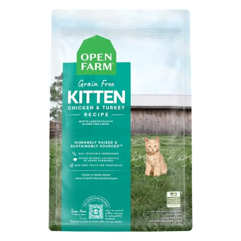 Open Farm Grain-Free Dry Cat Food - Kitten Formula - Chicken & Turkey - 2lb Bag