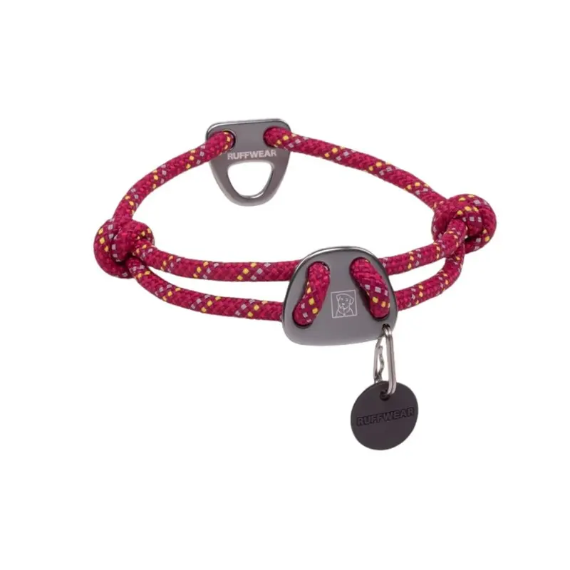 RuffWear Knot-a-Collar Rope Dog Collar 14-20" Hibiscus Pink