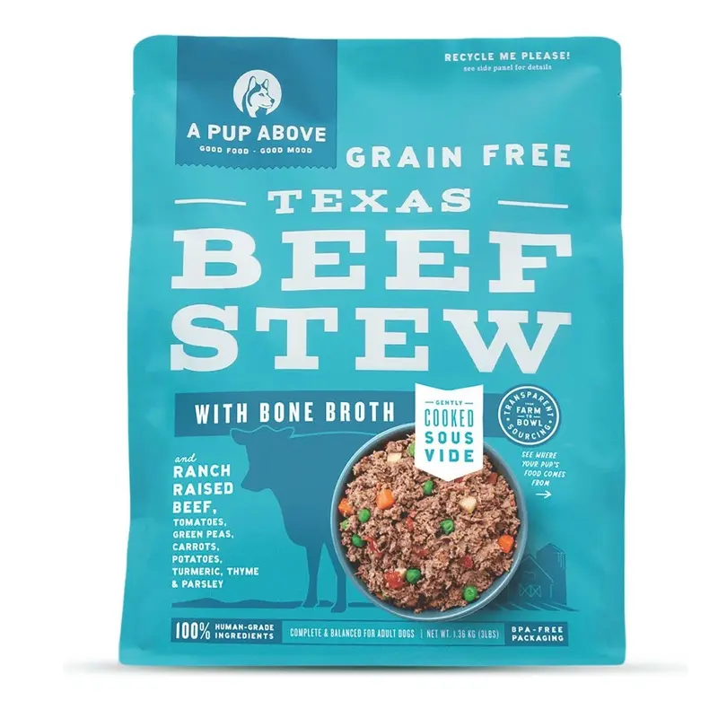 A Pup Above Gently Cooked Frozen Grain-Free Dog Food - Texas Beef Stew - 3lb Bag