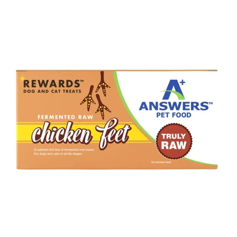 A+ Answers Frozen Fermented Raw Chicken Feet Cat & Dog Treats 10Ct