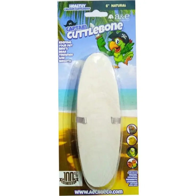A&E Captain Natural Cuttlebone 6" Small Bird Calcium Supplement