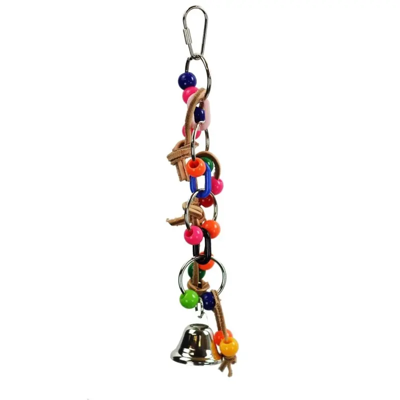 A&E Happy Beaks Plastic Chain with Leather & Ball Bird Toy