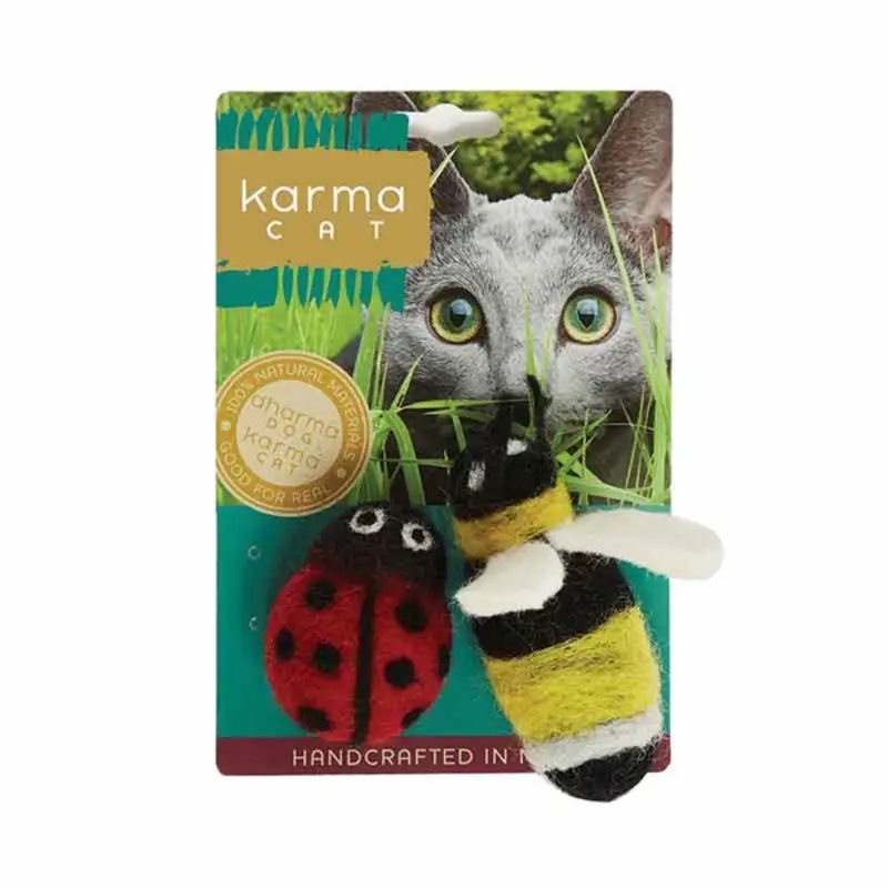 Distinctly Himalayan Karma Cat Woold Toy Ladybug & Bee Toy