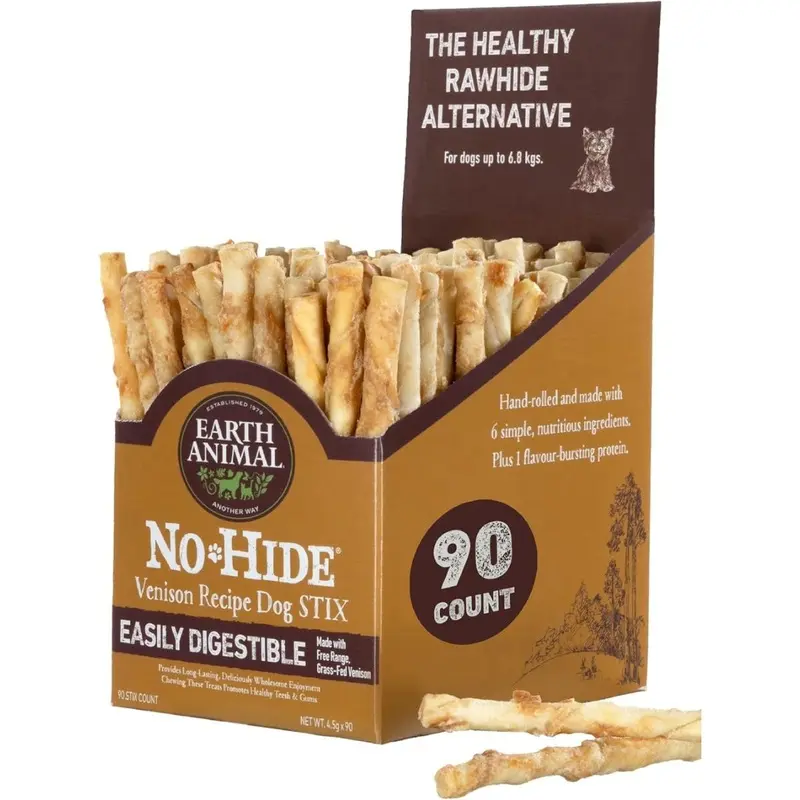 Earth Animal No Hide Stix Venison Dog Treats 90 Count Display
