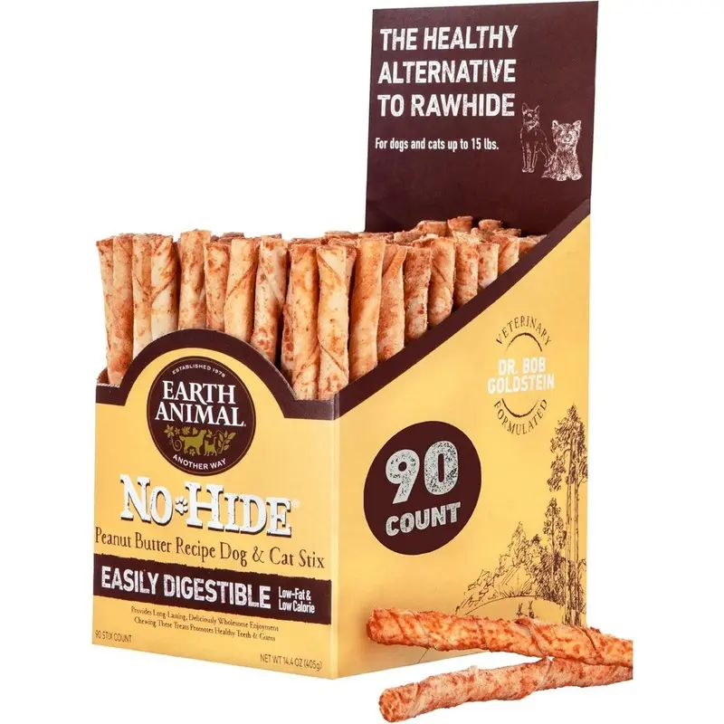 Earth Animal No Hide Stix Peanut Butter Dog Treats 90 Count Display