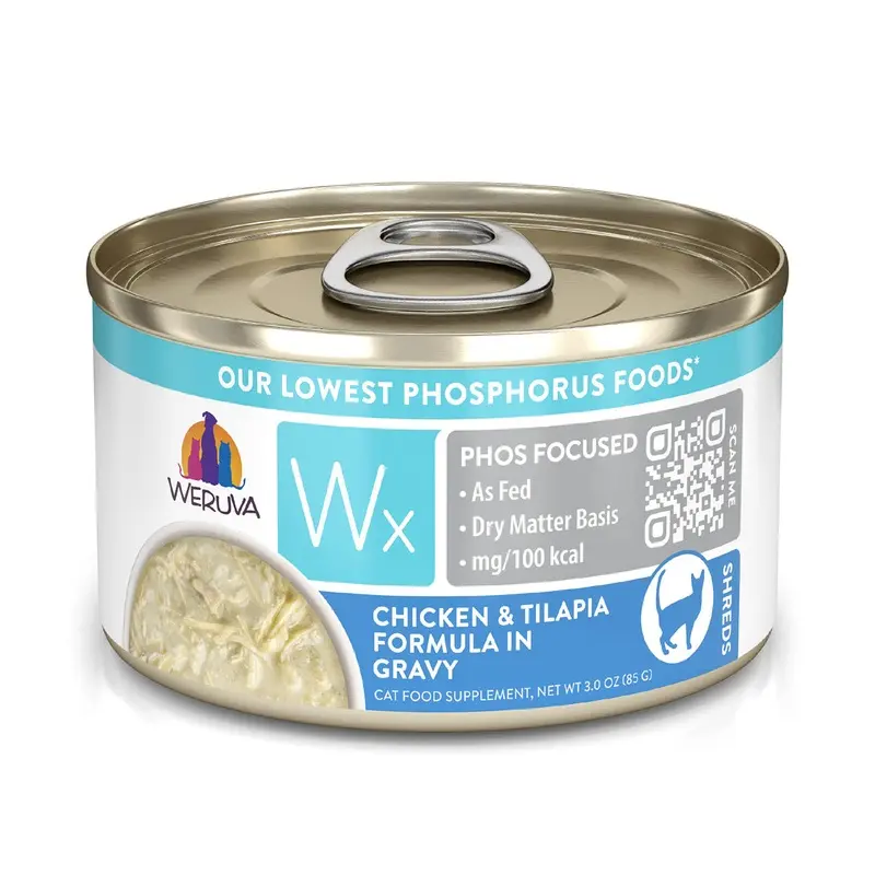 Weruva Wx Phos Focused Tilapia & Chicken in Gravy Wet Cat Food 3oz