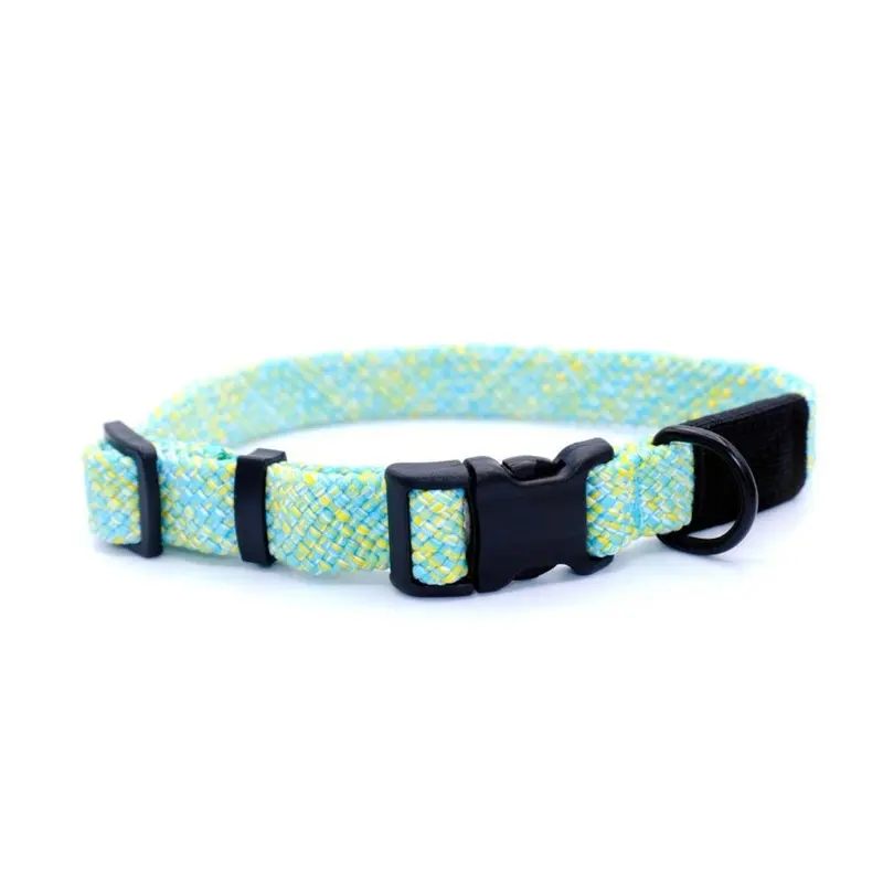 Euro-Dog Adventure Style Flat Weave Mountain Wave Climbing Rope Dog Collar Small