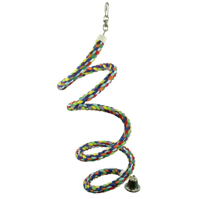 A&E Rainbow Cotton Rope Boing with Bell Bird Toy