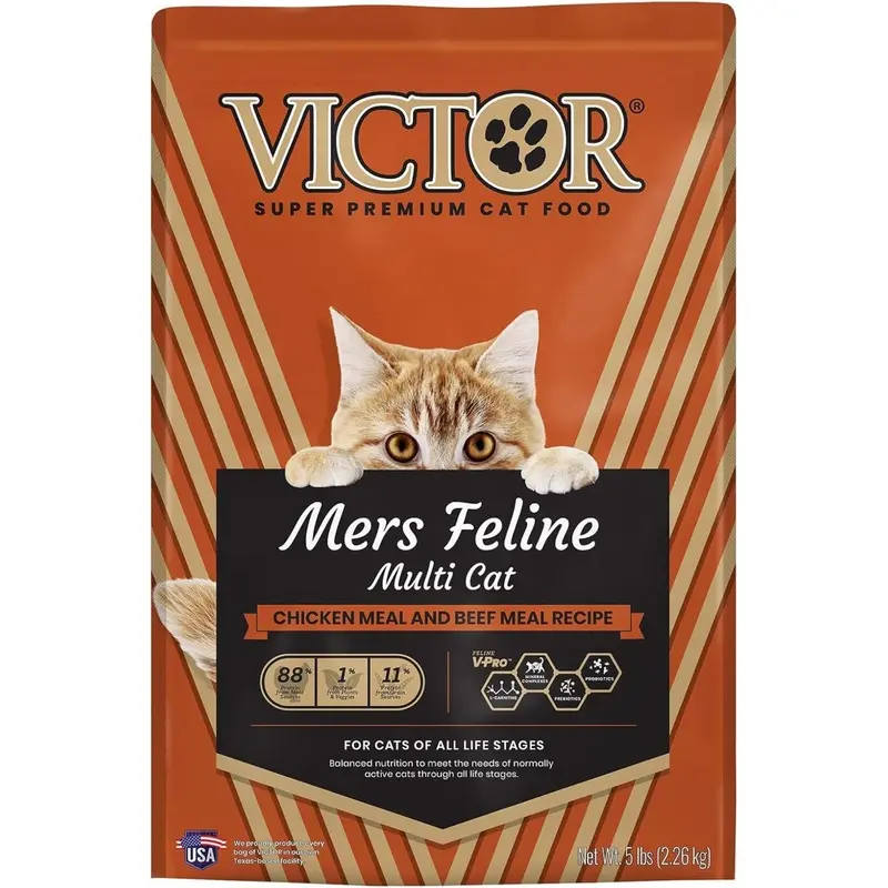 Victor Mers Classic Feline Chicken Beef Pork and Fish Cat Food 5lb