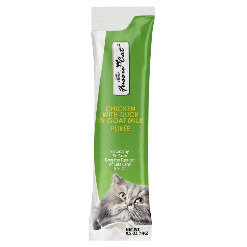 Fussie Cat Chicken Duck in Goat Milk Puree Cat Treats 4Pk
