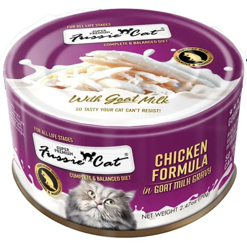 Fussie Super Premium Cat Wet Cat Food - Chicken with Goat Milk Gravy - 2.47oz Can