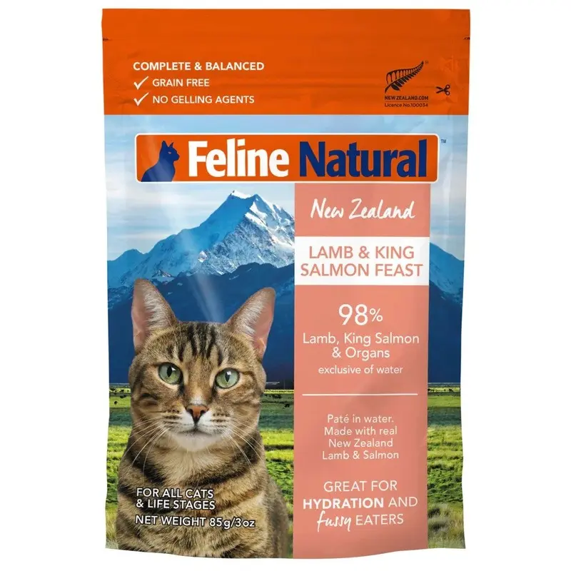 FELINE NATURAL POUCH LAMB & SALMON CAT FOOD 3oz