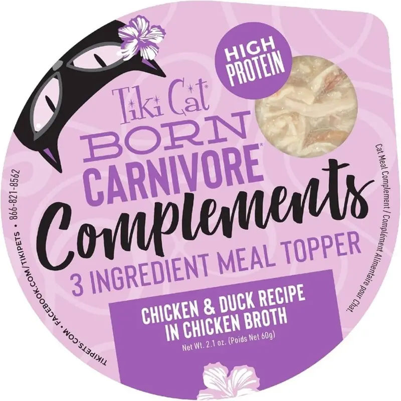 Tiki Cat Born Carnivore Complements Chicken & Duck Cat Food Topper 2.1oz