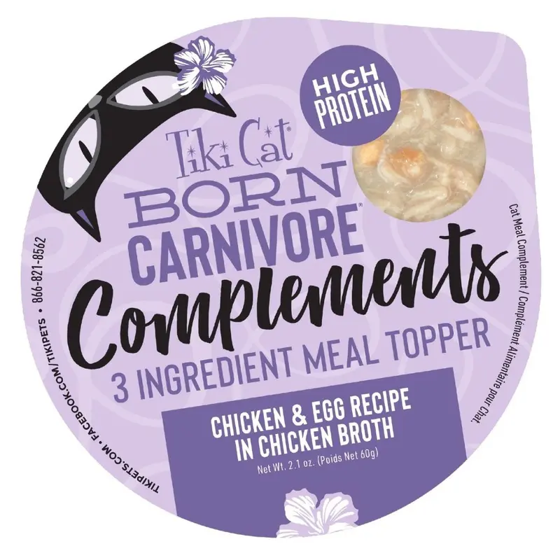 Tiki Cat Born Carnivore Complements Chicken & Egg Cat Food Topper 2.1oz
