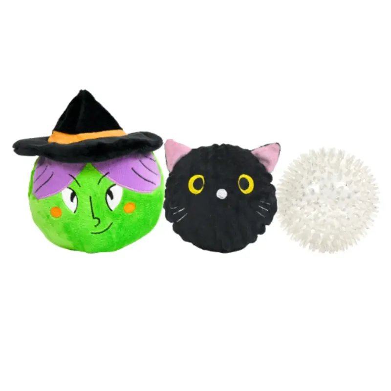 PATCHWORKPET  Witch with Black Cat Prickle Ball 5"