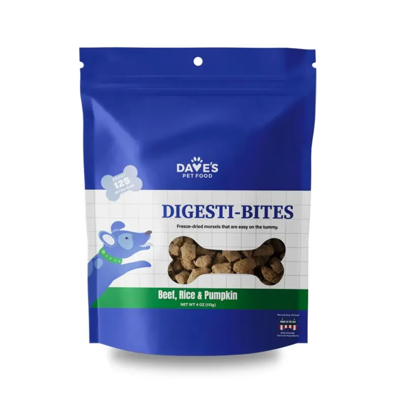Dave's Pet Food Digesti-Bites Freeze Dried Dog Treats - Beef, Rice, & Pumpkin - 12oz Pouch