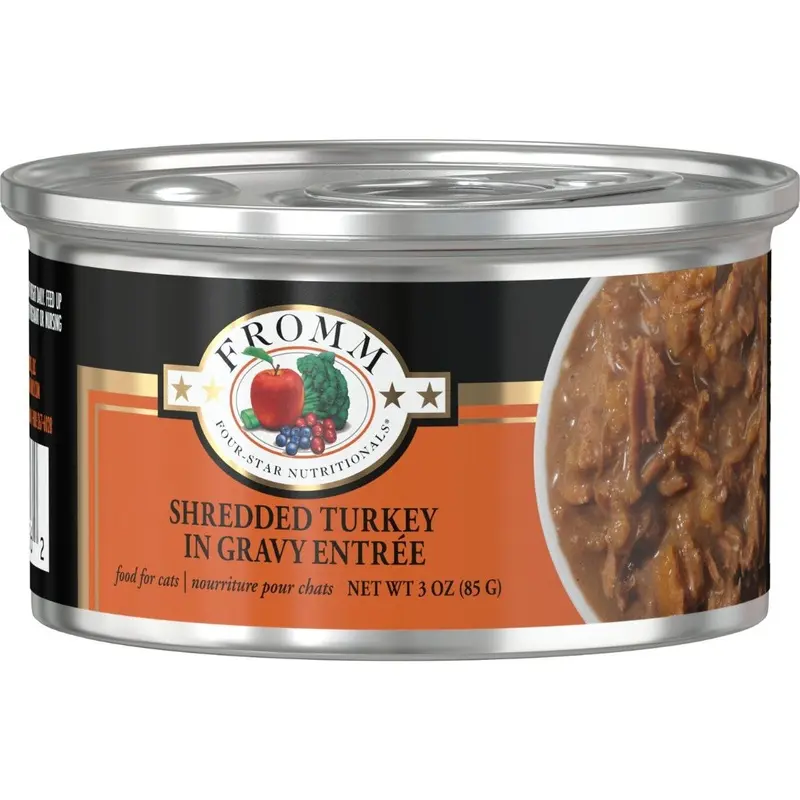 Fromm Four-Star Wet Cat Food -  Shredded Turkey in Gravy - 3oz Can