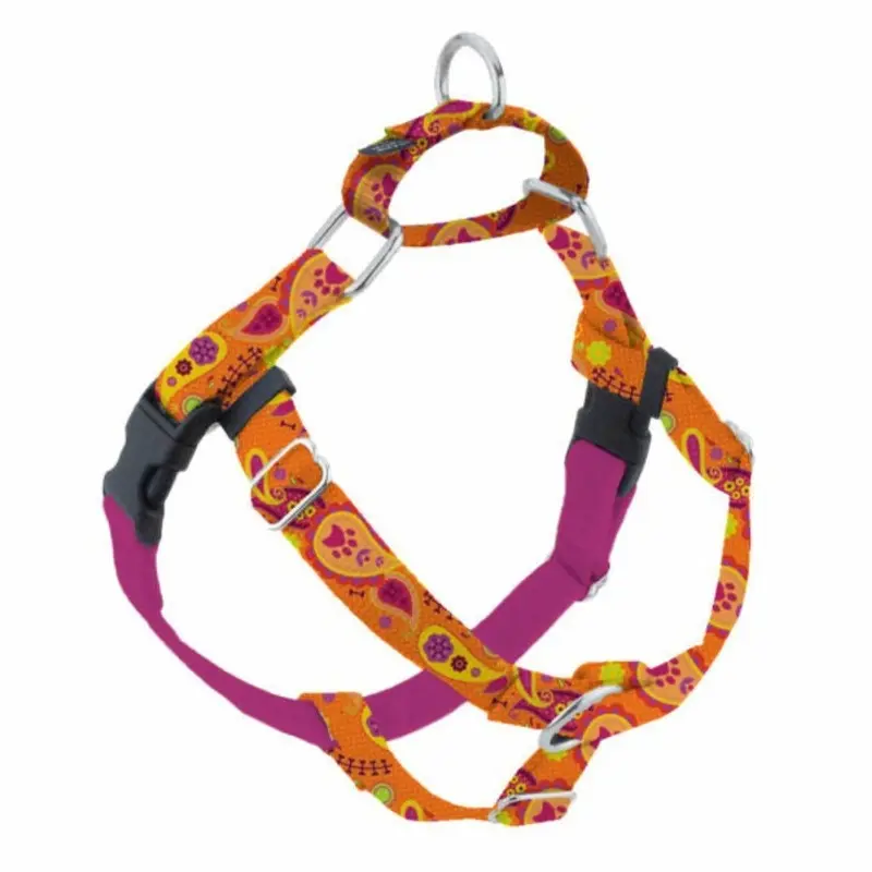 2 Hounds Design Orange Paisley Freedom No-Pull Dog Harness 1" Large