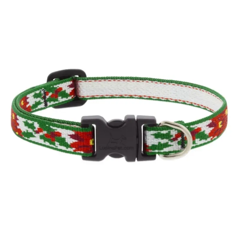 Lupine Adjustable Collar, Poinsettias, 1/2"x8-12"