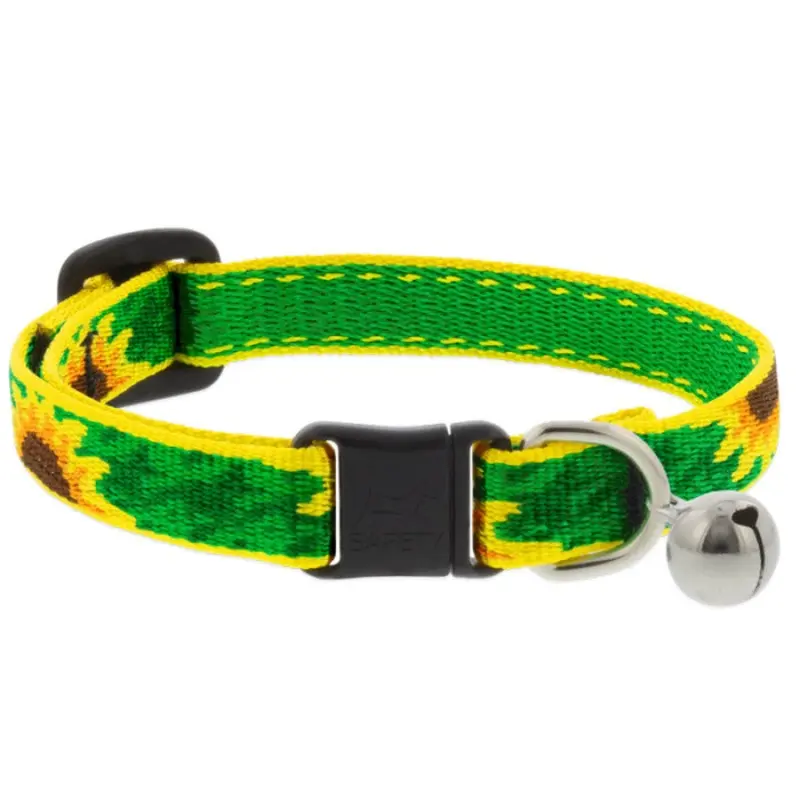 Lupine Original Designs Safety Cat Collar with Bell 1/2" x 8"-12" Sunflowers